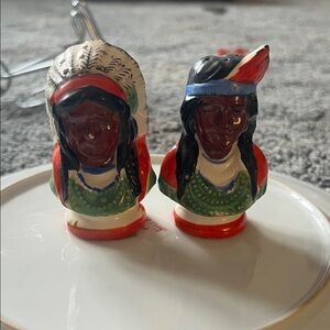 Ceramic Native Chief and Maiden shakers